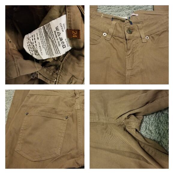 Vanessa Bruno Designer Casual Boho Tan Heddy Slim Court Low Rise Jeans Size 24 - Picture 9 of 16